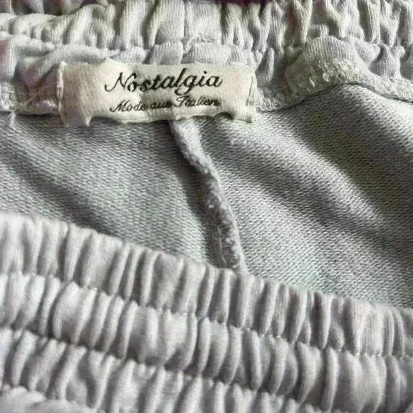 MADE IN ITALY Relaxed Fit Drawstring Elastic Waist Cotton Blue Pants Women S - Picture 5 of 8